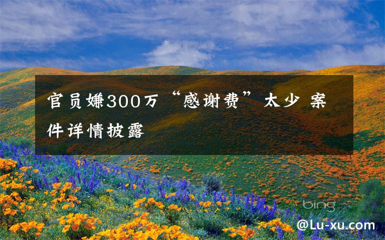 官员嫌300万“感谢费”太少 案件详情披露
