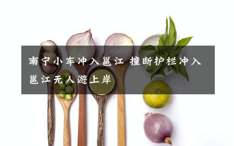 南宁小车冲入邕江 撞断护栏冲入邕江无人游上岸