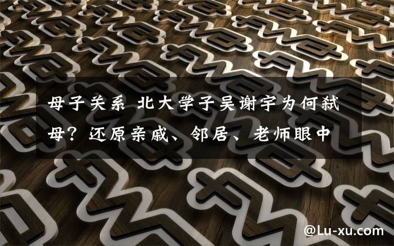 母子关系 北大学子吴谢宇为何弑母？还原亲戚、邻居、老师眼中的嫌犯母子关系