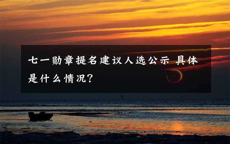 七一勋章提名建议人选公示 具体是什么情况?