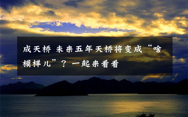 成天桥 未来五年天桥将变成“啥模样儿”?一起来看看