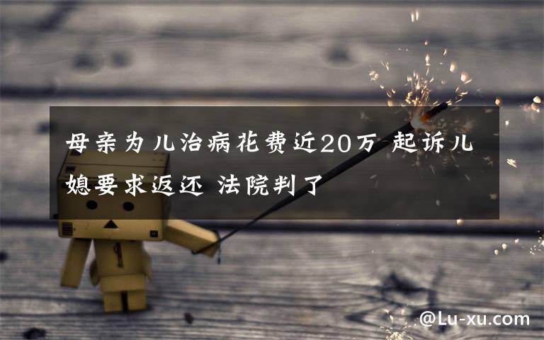 母亲为儿治病花费近20万 起诉儿媳要求返还 法院判了