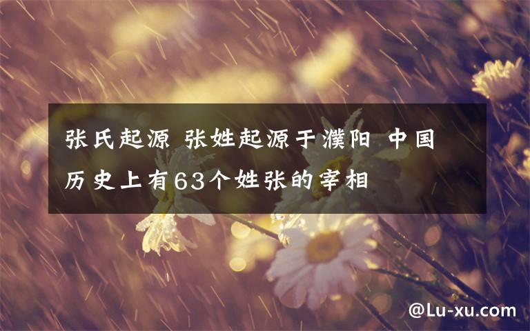张氏起源 张姓起源于濮阳 中国历史上有63个姓张的宰相