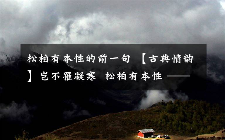 松柏有本性的前一句 【古典情韵】岂不罹凝寒  松柏有本性 ——古诗词冬之意象...