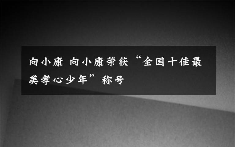 向小康 向小康荣获“全国十佳最美孝心少年”称号