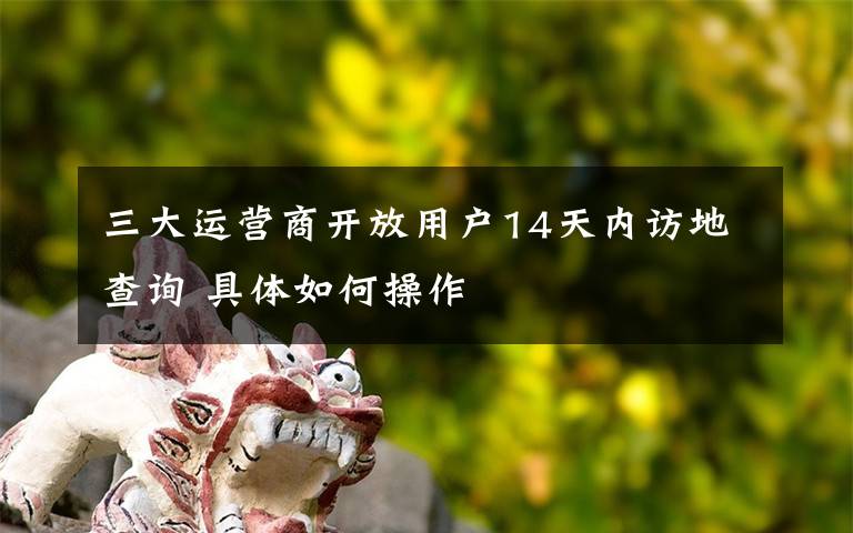 三大运营商开放用户14天内访地查询 具体如何操作
