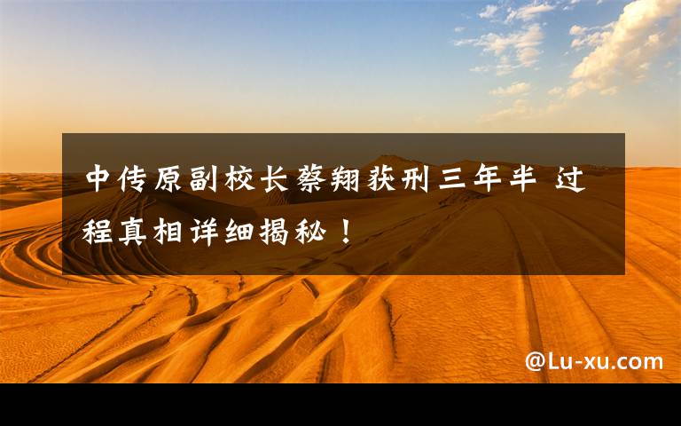 中传原副校长蔡翔获刑三年半 过程真相详细揭秘!