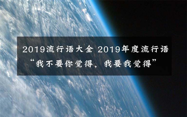 2019流行语大全 2019年度流行语 “我不要你觉得,我要我觉得”入选