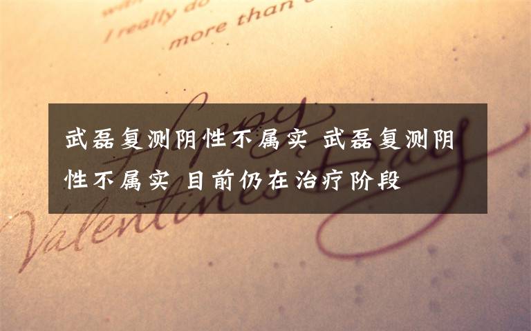 武磊复测阴性不属实 武磊复测阴性不属实 目前仍在治疗阶段