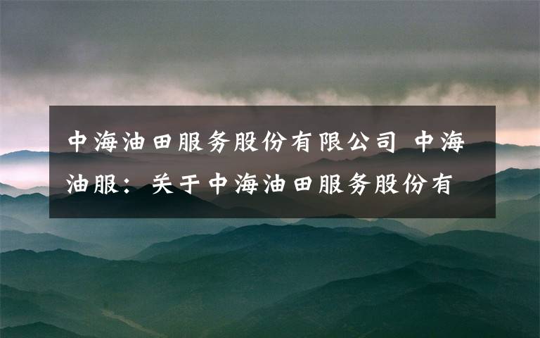 中海油田服务股份有限公司 中海油服:关于中海油田服务股份有限公司控股股东及其他关联方资金占用情况的专项说明