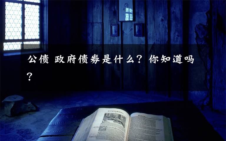 公债 政府债券是什么?你知道吗?