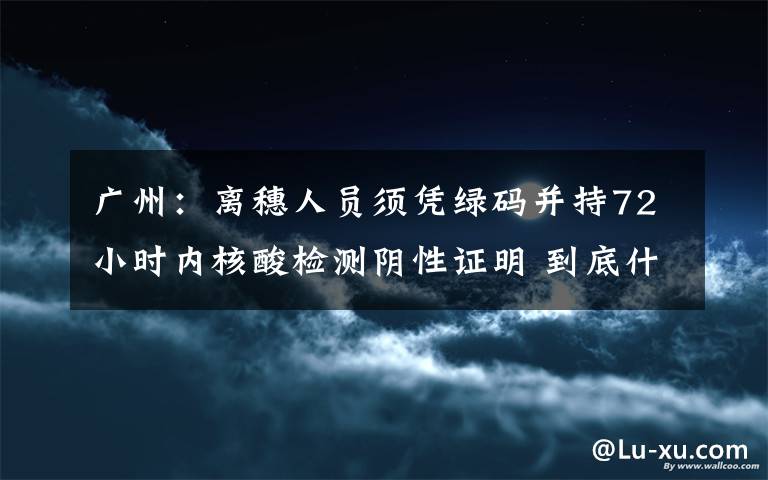 广州:离穗人员须凭绿码并持72小时内核酸检测阴性证明 到底什么情况呢?