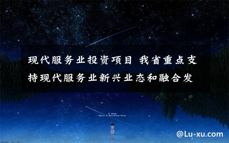 现代服务业投资项目 我省重点支持现代服务业新兴业态和融合发展项目