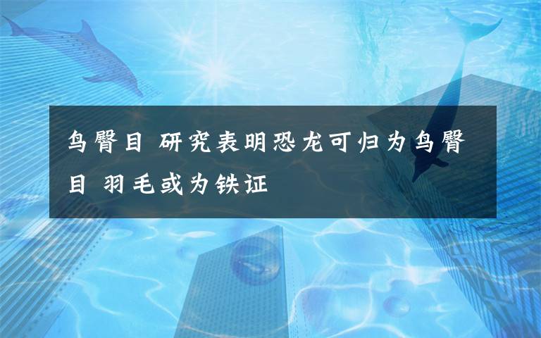 鸟臀目 研究表明恐龙可归为鸟臀目 羽毛或为铁证
