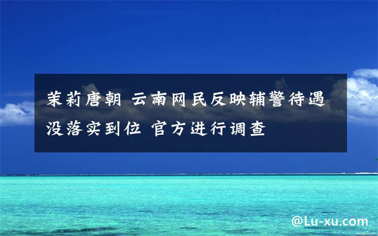 茉莉唐朝 云南网民反映辅警待遇没落实到位 官方进行调查