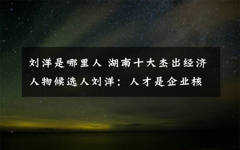 刘洋是哪里人 湖南十大杰出经济人物候选人刘洋:人才是企业核心竞争力