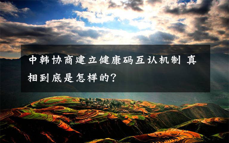 中韩协商建立健康码互认机制 真相到底是怎样的?