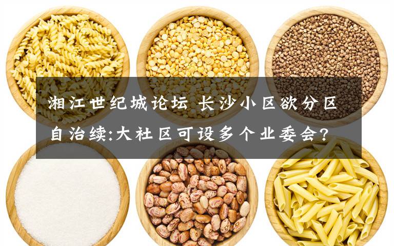 湘江世纪城论坛 长沙小区欲分区自治续:大社区可设多个业委会?