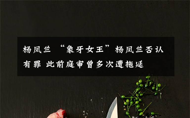 杨凤兰 “象牙女王”杨凤兰否认有罪 此前庭审曾多次遭拖延