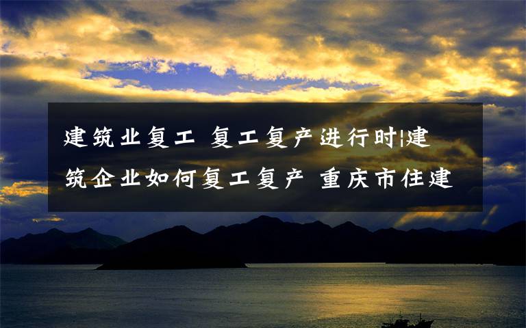 建筑业复工 复工复产进行时|建筑企业如何复工复产 重庆市住建委发布十三条政策“硬核”支持