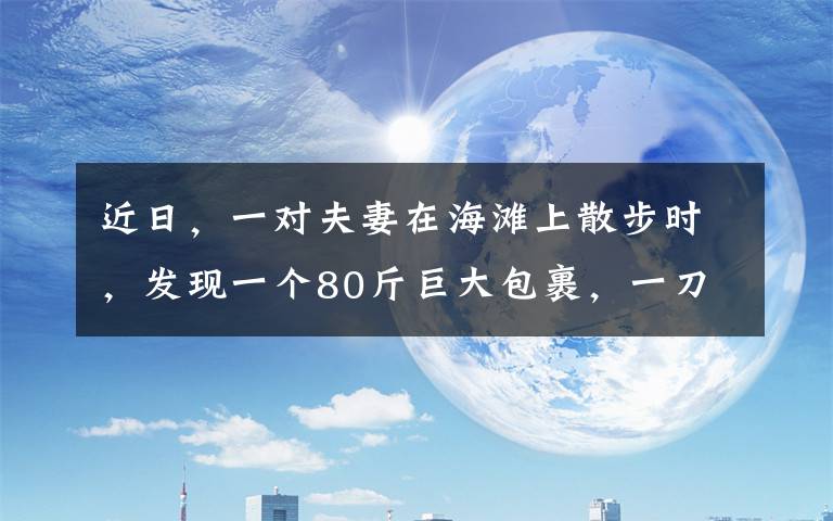 近日,一对夫妻在海滩上散步时,发现一个80斤巨大包裹,一刀划开后整个人都惊呆了