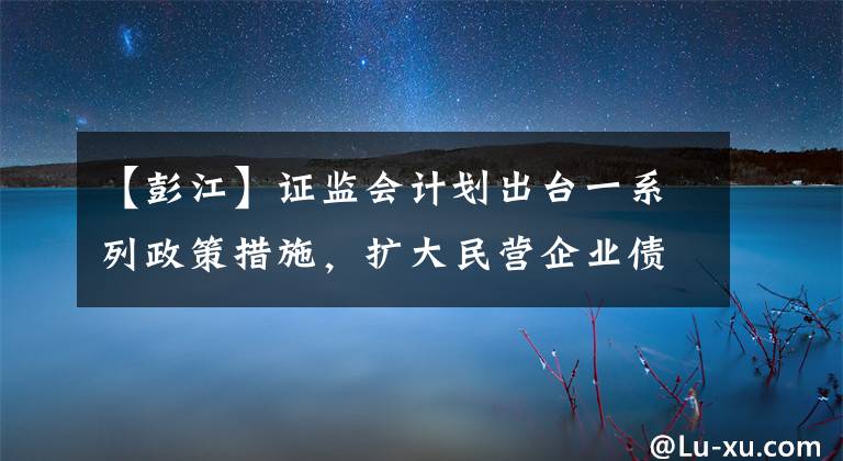 【彭江】证监会计划出台一系列政策措施，扩大民营企业债券融资渠道。