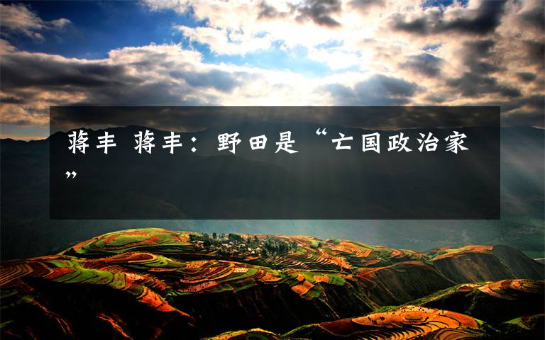 蒋丰 蒋丰：野田是“亡国政治家”