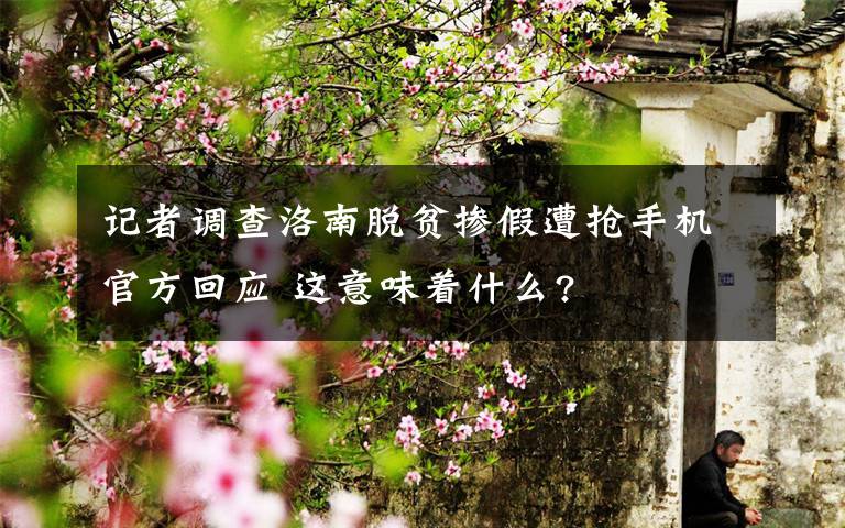 记者调查洛南脱贫掺假遭抢手机官方回应 这意味着什么?