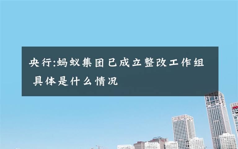 央行:蚂蚁集团已成立整改工作组 具体是什么情况