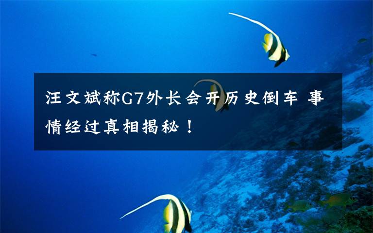 汪文斌称G7外长会开历史倒车 事情经过真相揭秘!