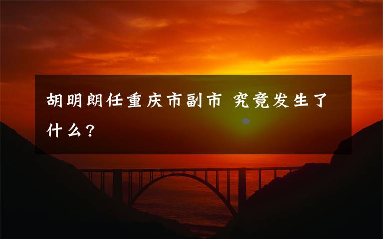 胡明朗任重庆市副市 究竟发生了什么?