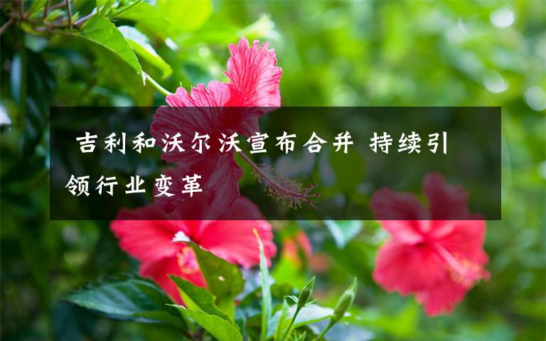 吉利和沃尔沃宣布合并 持续引领行业变革