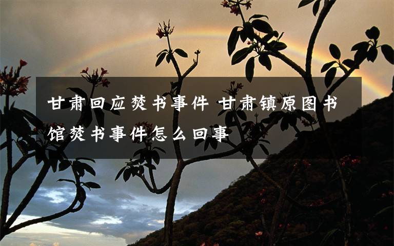 甘肃回应焚书事件 甘肃镇原图书馆焚书事件怎么回事