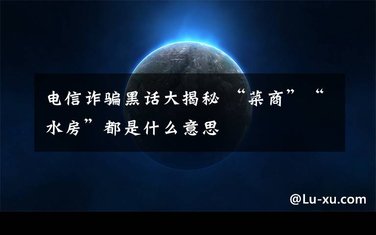 电信诈骗黑话大揭秘 “菜商”“水房”都是什么意思