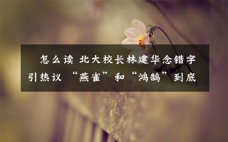 狌怎么读 北大校长林建华念错字引热议 “燕雀”和“鸿鹄”到底都是什么鸟?