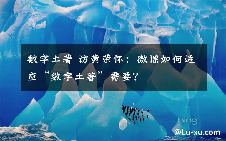 数字土著 访黄荣怀：微课如何适应“数字土著”需要？