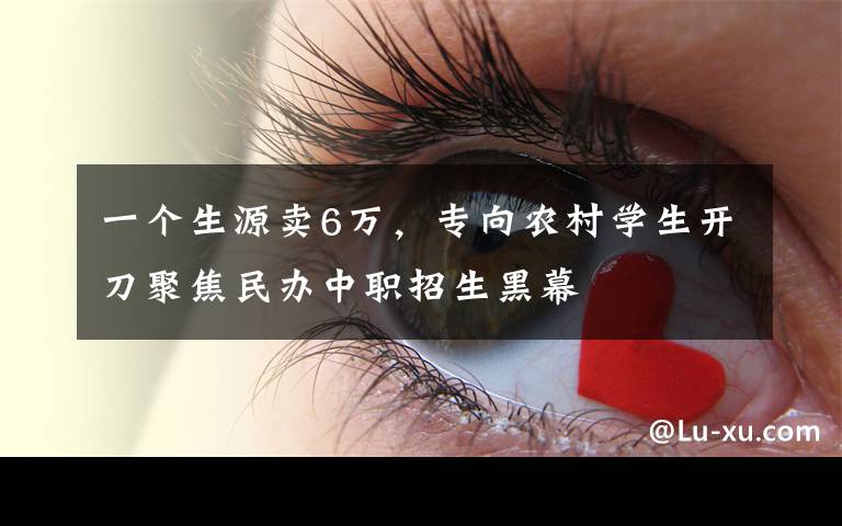 一个生源卖6万,专向农村学生开刀聚焦民办中职招生黑幕