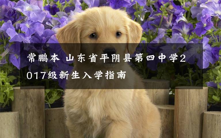 常鹏本 山东省平阴县第四中学2017级新生入学指南
