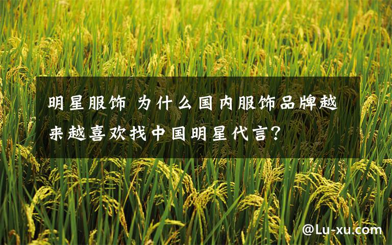 明星服饰 为什么国内服饰品牌越来越喜欢找中国明星代言?