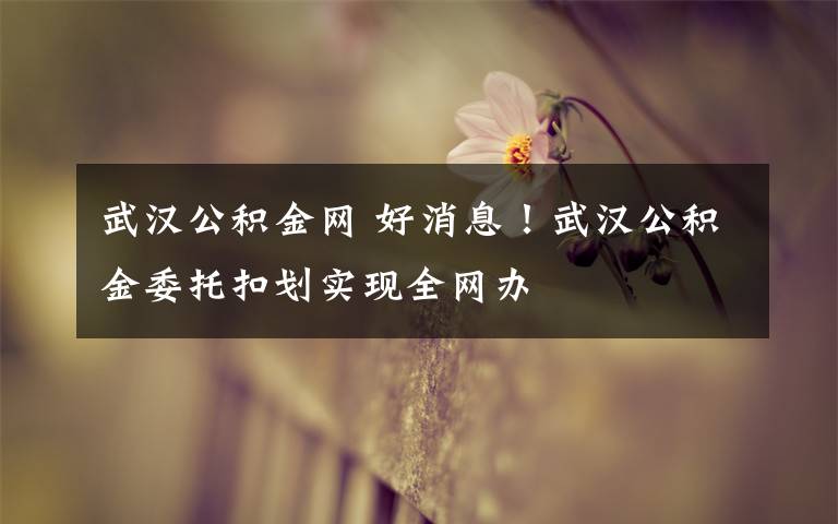 武汉公积金网 好消息!武汉公积金委托扣划实现全网办