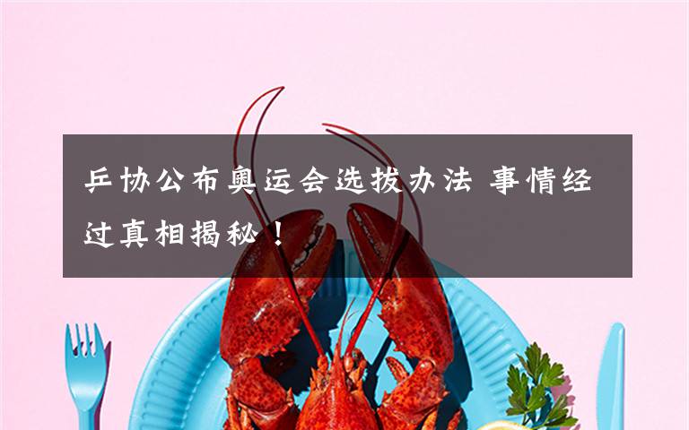 乒协公布奥运会选拔办法 事情经过真相揭秘!