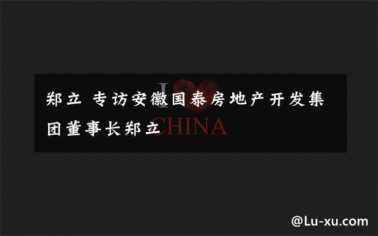 郑立 专访安徽国泰房地产开发集团董事长郑立