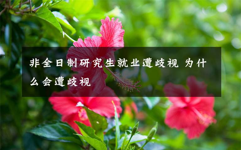 非全日制研究生就业遭歧视 为什么会遭歧视
