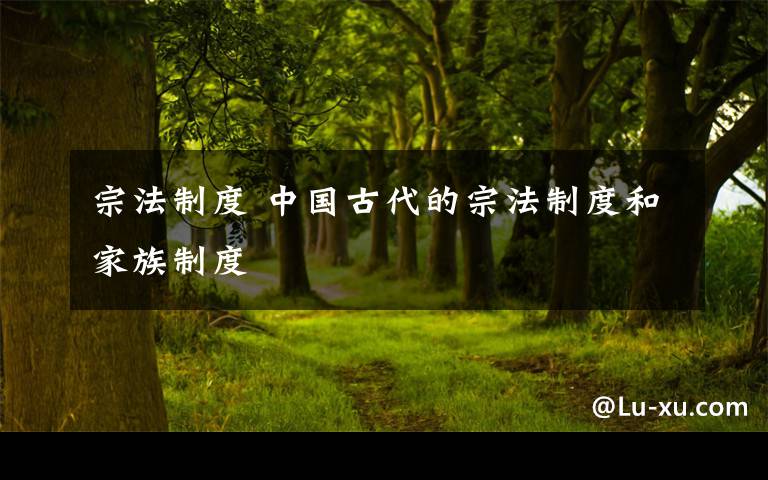 宗法制度 中国古代的宗法制度和家族制度