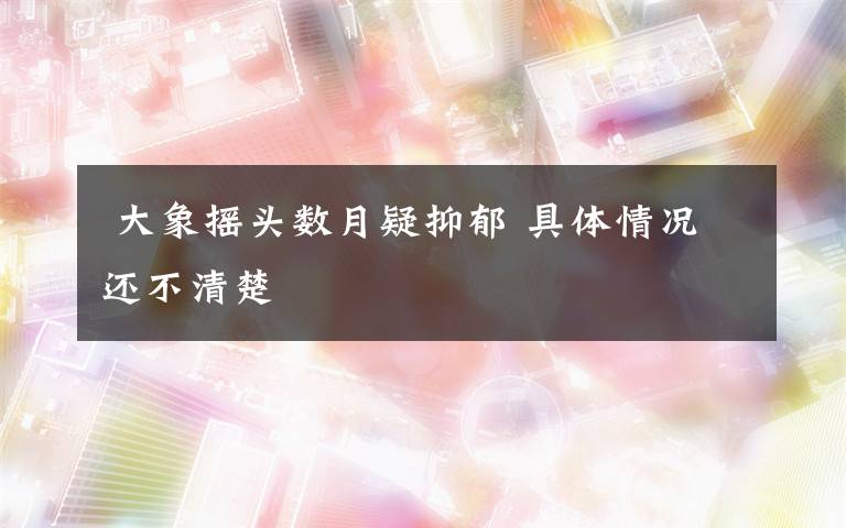 大象摇头数月疑抑郁 具体情况还不清楚