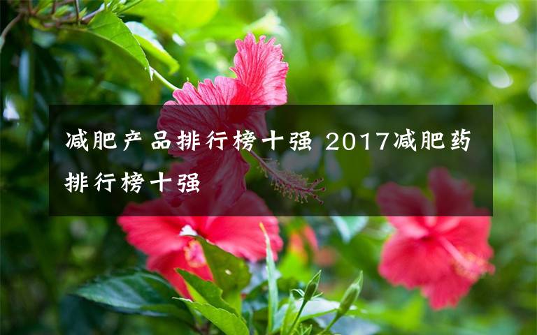 减肥产品排行榜十强 2017减肥药排行榜十强