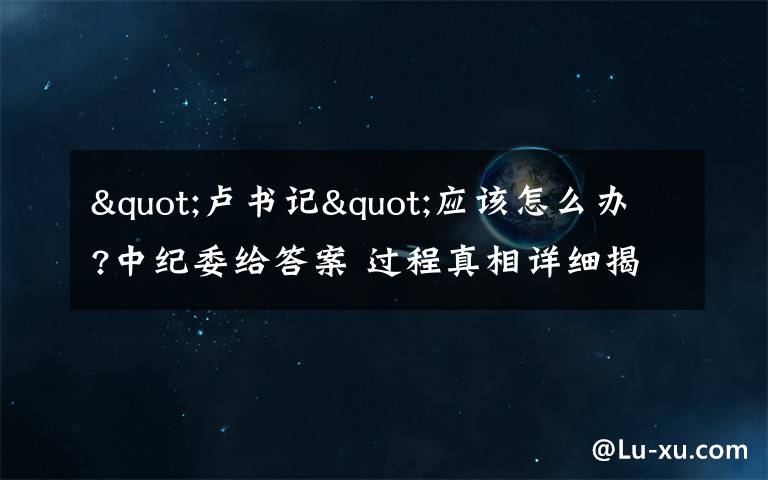 "卢书记"应该怎么办?中纪委给答案 过程真相详细揭秘！