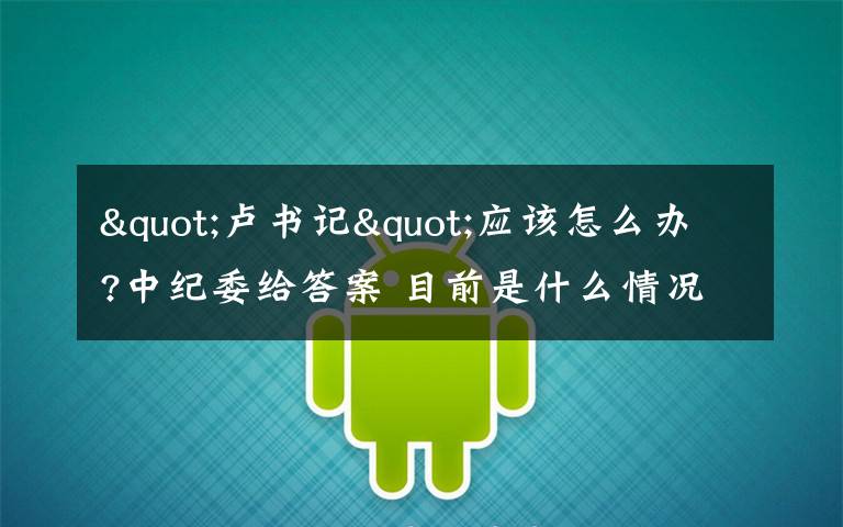 "卢书记"应该怎么办?中纪委给答案 目前是什么情况?
