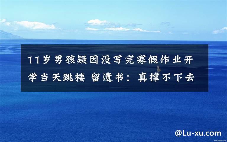 11岁男孩疑因没写完寒假作业开学当天跳楼 留遗书：真撑不下去了
