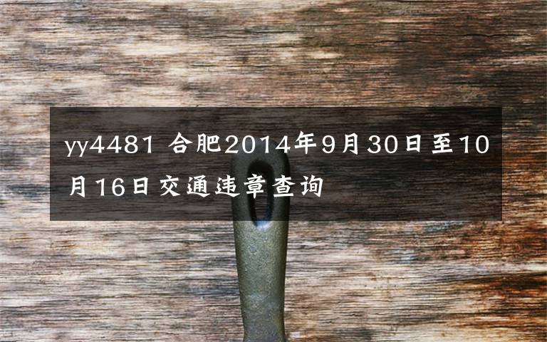 yy4481 合肥2014年9月30日至10月16日交通违章查询